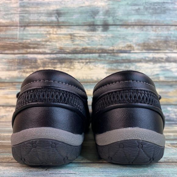 Clarks Womens Black Leather Hook & Loop Mary Jane Shoe Size 6.5M Round Toe Flats - Picture 5 of 10